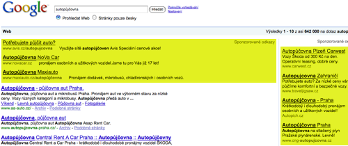 Reklama Google vo vyhľadávači Google